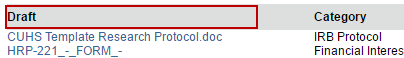 Image highlighting the draft column on the documents tab