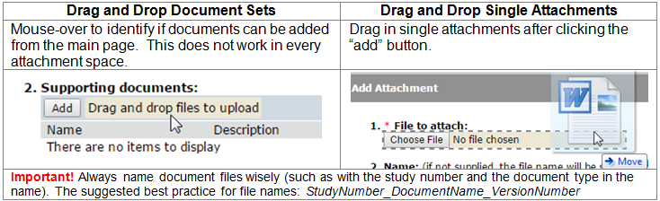 Drag and drop options